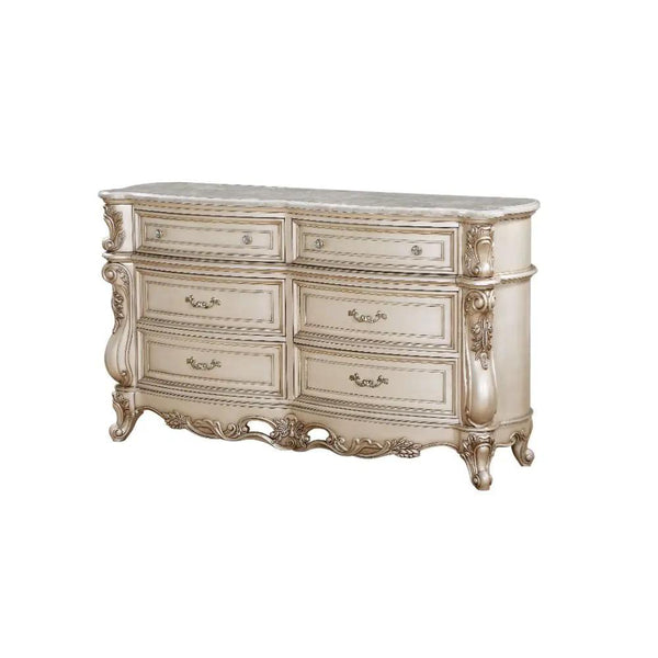 Gorsedd - Commode avec plateau en marbre - Plateau en marbre et ivoire doré