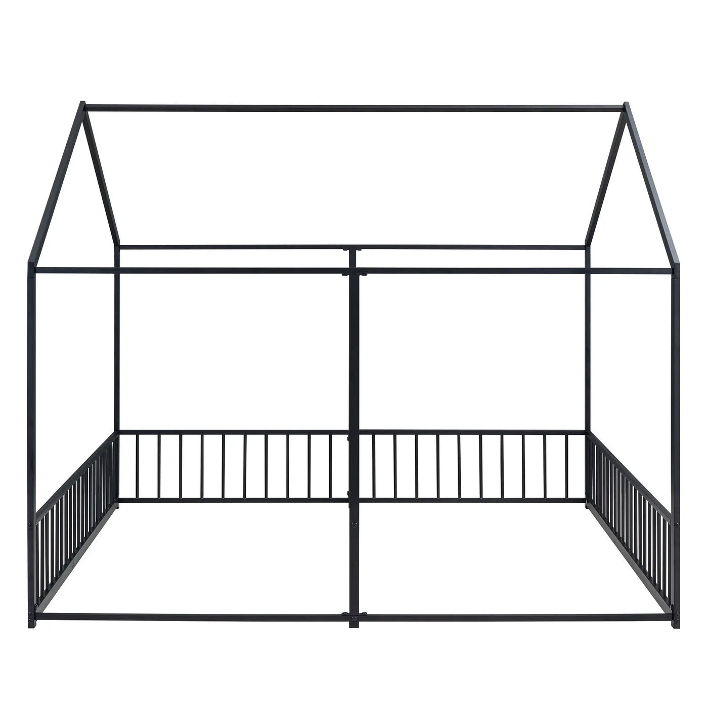 House Platform Beds, 2 Shared Beds, Metal Frame With Guardrails by HouseOfZazla