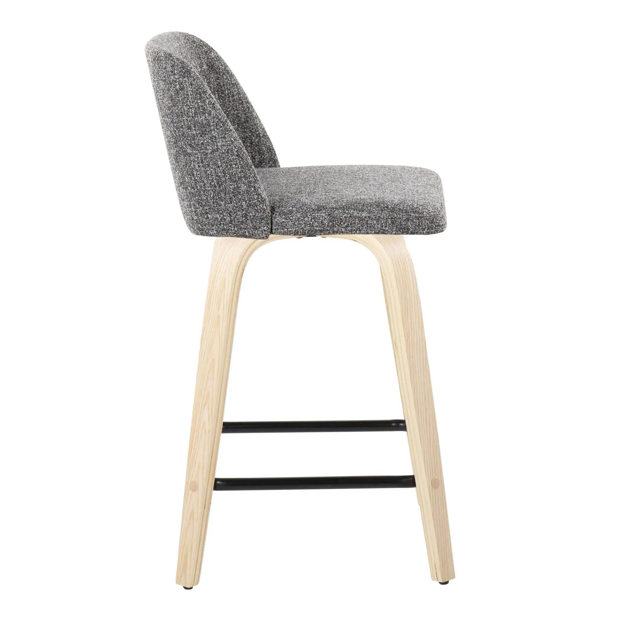 Toriano - Contemporary Modern Design Fixed Height Counter Stool With Swivel With Square Footrest (Set of 2) by HouseOfZazla
