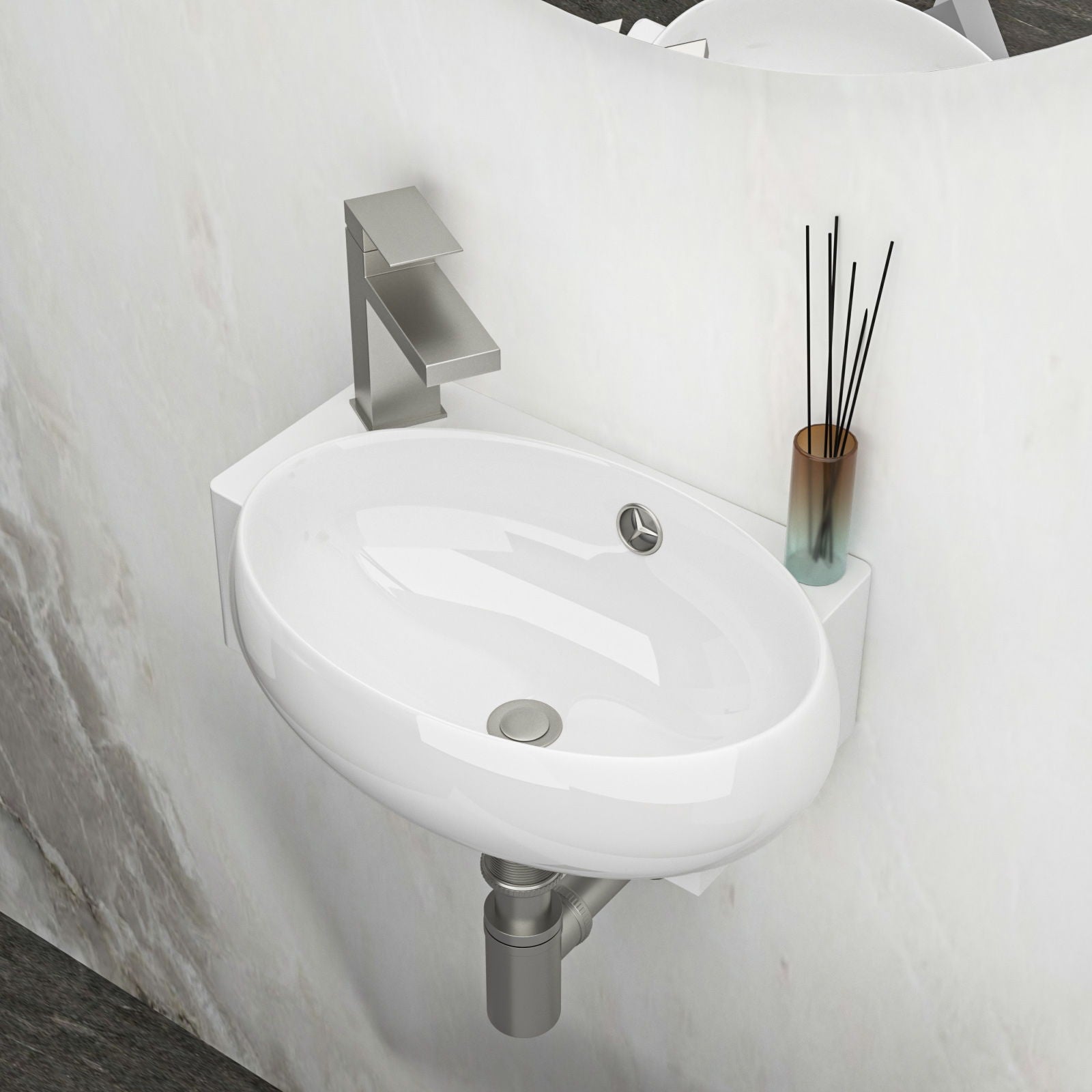 Modern Aesthetic Rectangle Wall Mount Bathroom Sink With Single Faucet Hole by HouseOfZazla