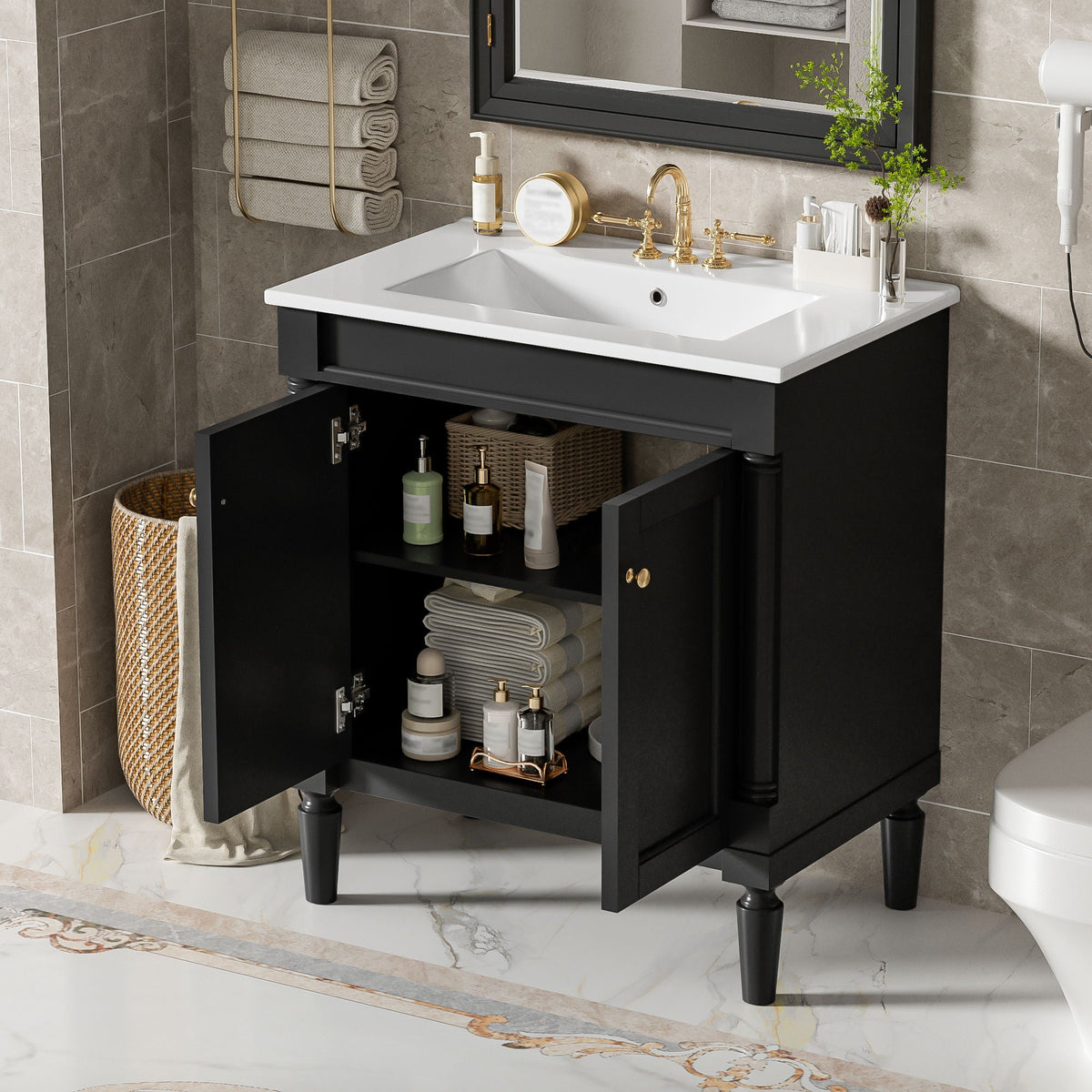Bathroom Vanity Cabinet With Sink, Soft Close Doors, Storage Cabinet, photo 13 of 21