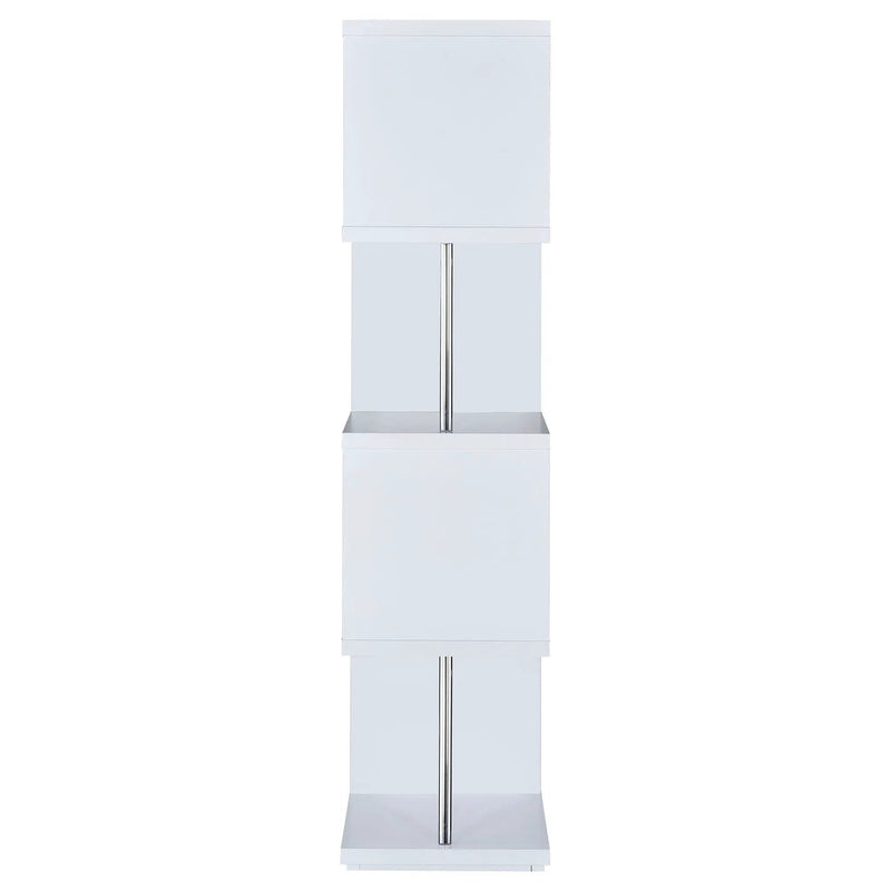 Baxter 67-inch 4-shelf Bookshelf White and Chrome by Unique Piece Furniture