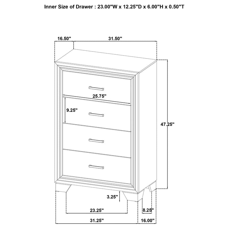 Funston - 4 Drawer Chest Of Drawers With Bar Handles - Brown Oak by HouseOfZazla