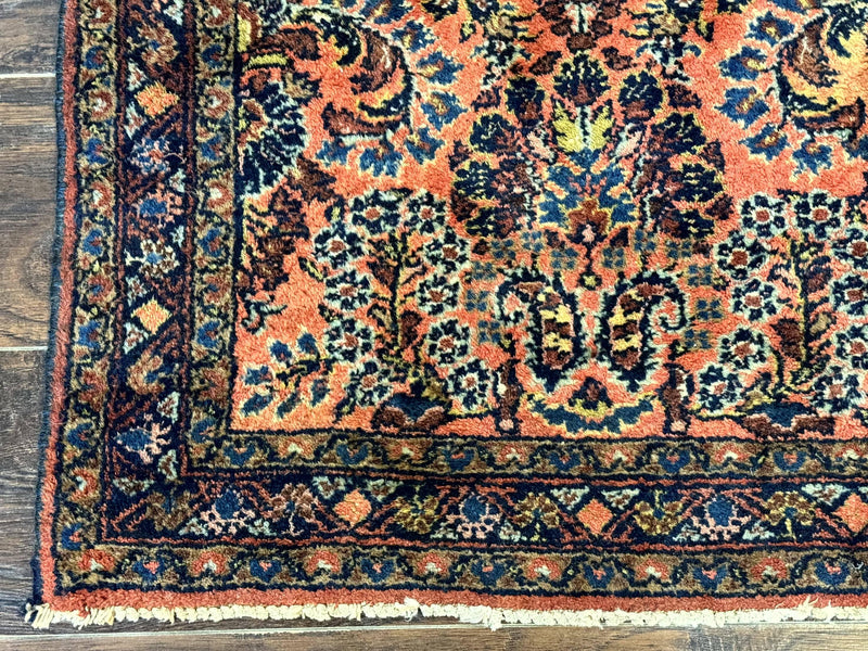 Antique Persian Lilihan Rug 2x4, Red, Floral, Wool, Handmade Lilian Persian Carpet by Jewel Rugs