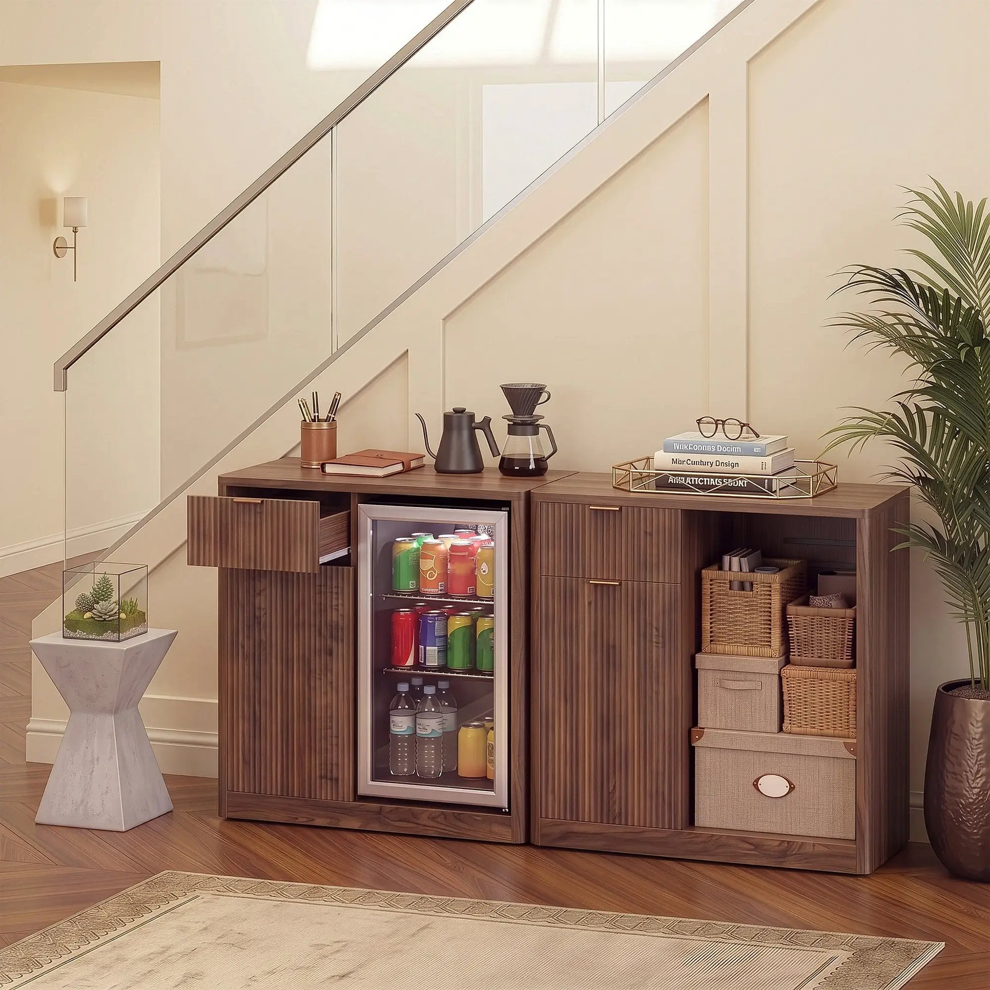 K&K 39.4" Coffee Bar Cabinet with Fridge Space by HouseOfZazla
