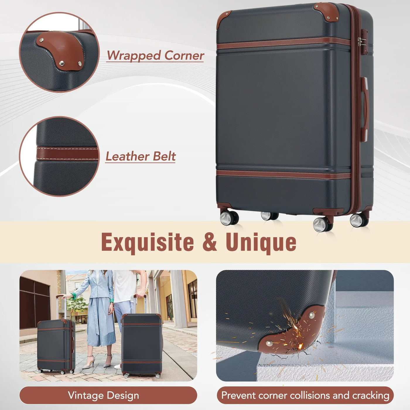 Hardshell Luggage Sets 3 Pieces 20" / 28" Luggages And Cosmetic Case Spinner Suitcase With Tsa Lock Lightweight by HouseOfZazla