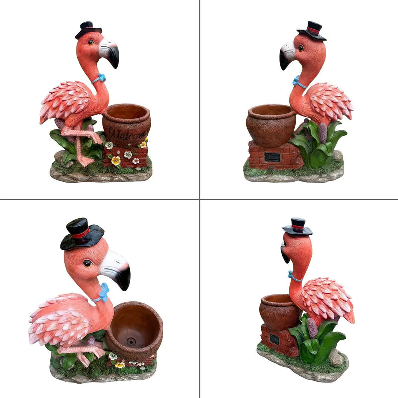 Outdoor Garden Sculpture Flamingo Flower Pot Planter by HouseOfZazla