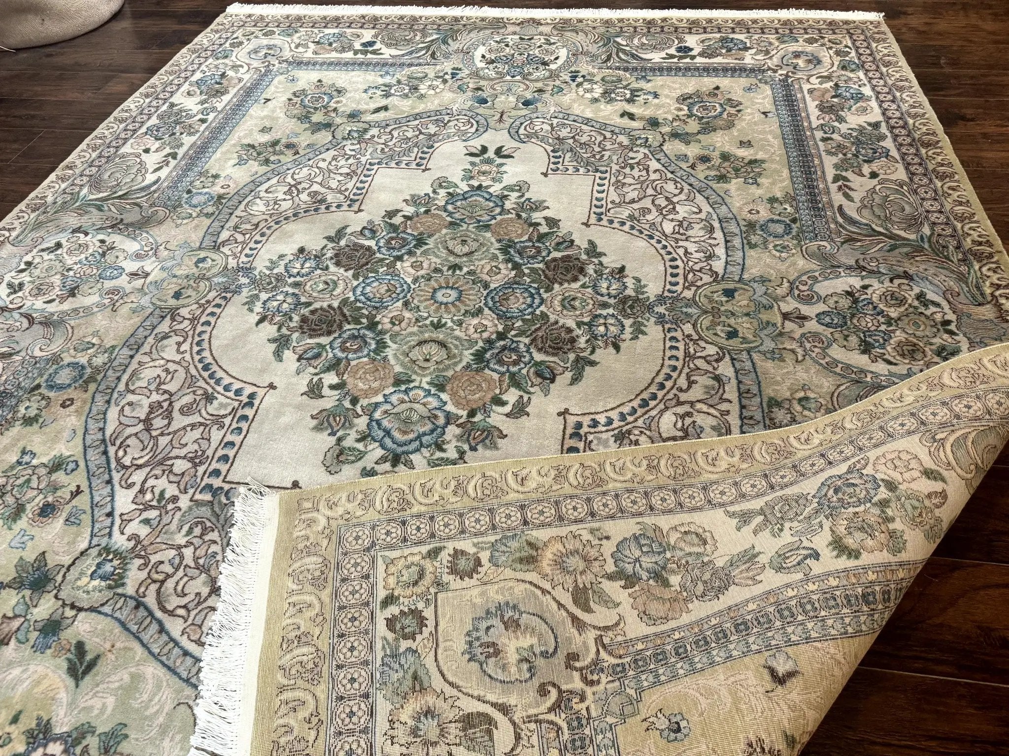 Pak Persian Rug 8 x 10.6, Elegant Oriental Carpet, Floral Medallion, Vintage Handmade Wool Rug, FIne 240 KPSI by Jewel Rugs