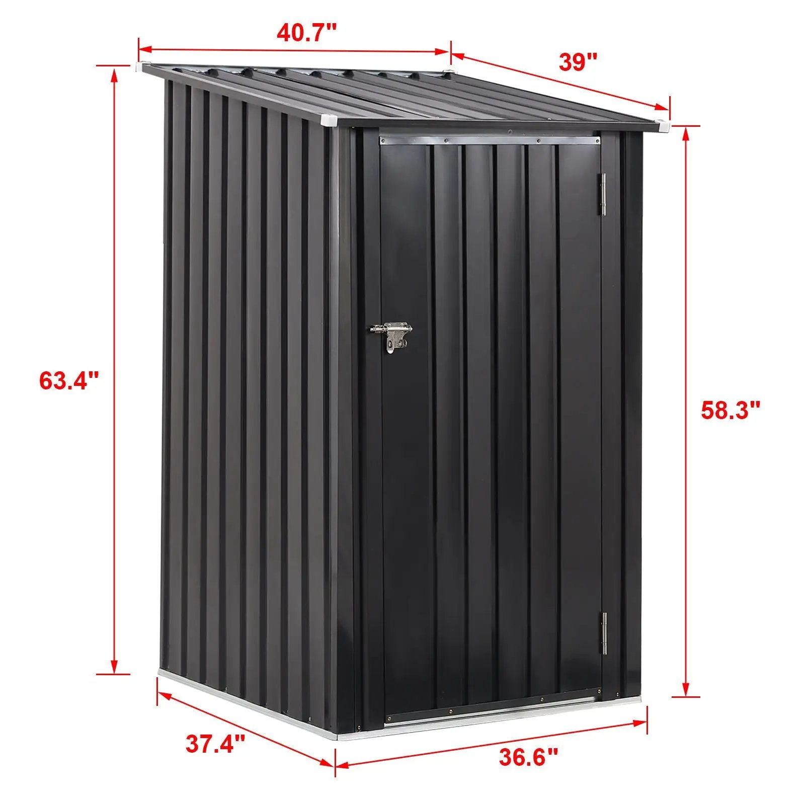 Outdoor Storage Shed, Metal Steel Garden Shed With Single Lockable Door, Small Shed Outdoor Steel Utility Tool Shed For Backyard Patio Garden Lawn - Black by HouseOfZazla