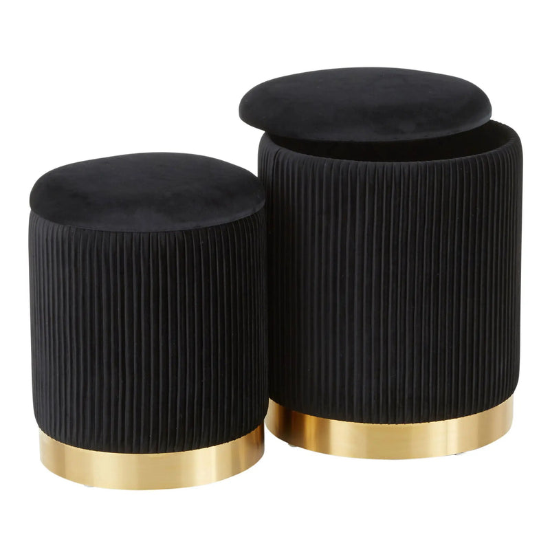 Marla - Contemporary Nesting Pleated Ottoman Set by Unique Piece Furniture