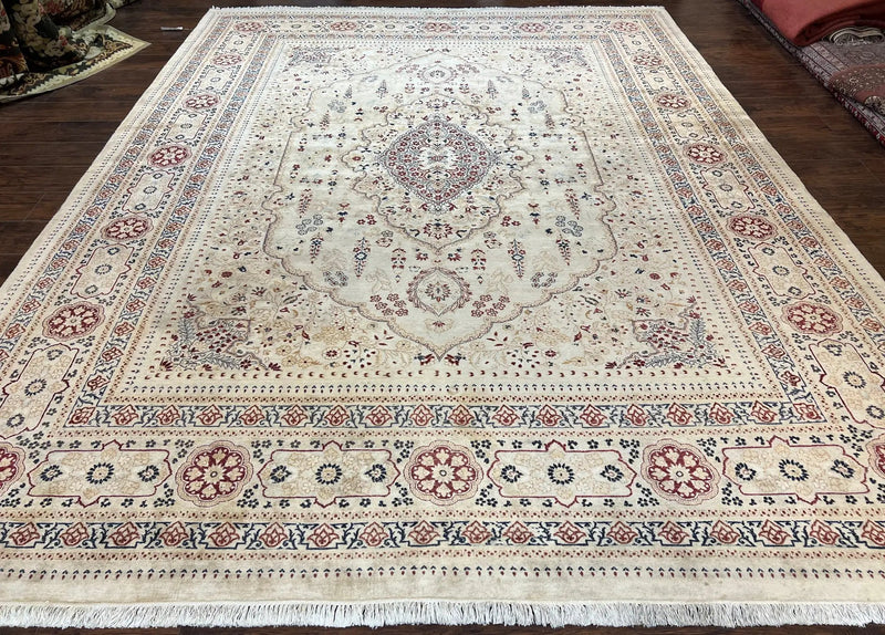 Pak Persian Rug 9x11, Very Fine Hand Knotted Oriental Carpet, Haji Jalili Design, Ivory/Cream, Wool Handmade Room Sized Rug 9 x 11 ft, Nice by Jewel Rugs
