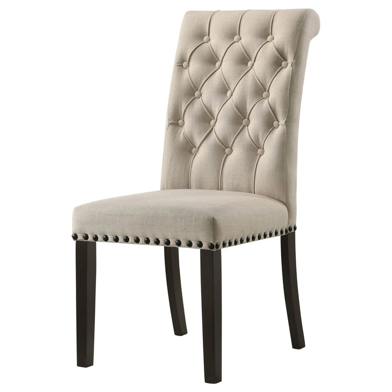 Alana Upholstered Dining Side Chair Beige Smokey Black (Set of 2) by Unique Piece Furniture