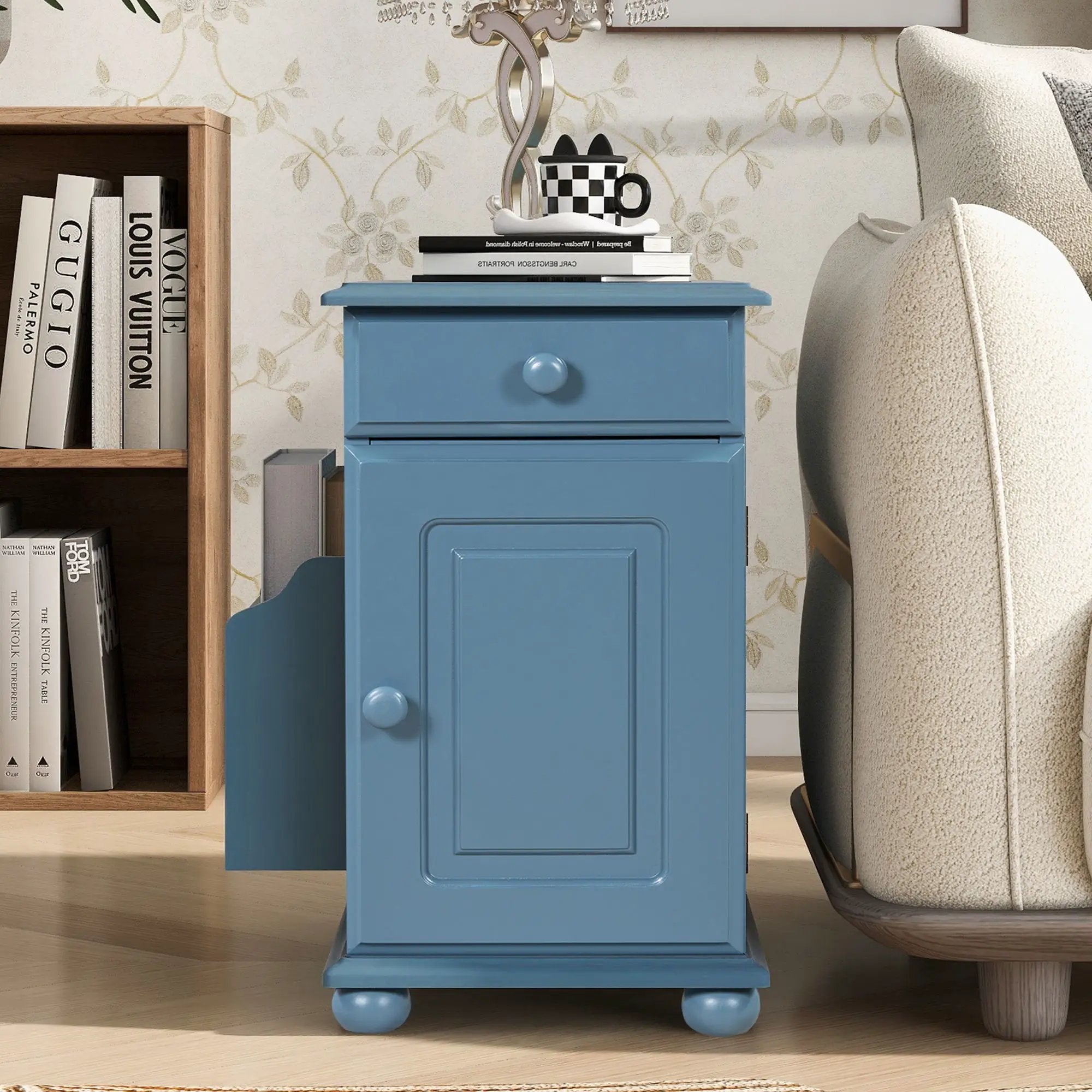 Vintage Flip Top Side Table With USB Ports by HouseOfZazla