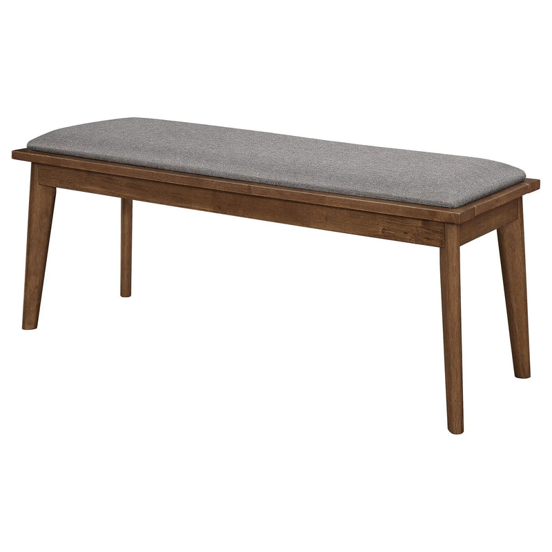 Alfredo Upholstered Dining Bench Grey and Natural Walnut by Unique Piece Furniture