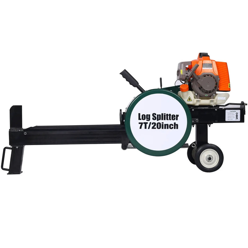 Portable Double Flywheel Electric Log Splitter 7 Ton Gas Log Splitter With Auto Return Steel - Gray by HouseOfZazla