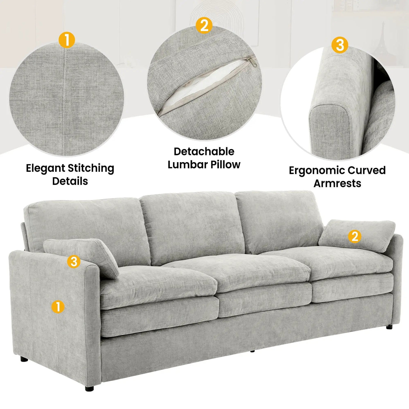 Cozy Upholstered 3 Seater Sofa Cushion For Living Room by HouseOfZazla