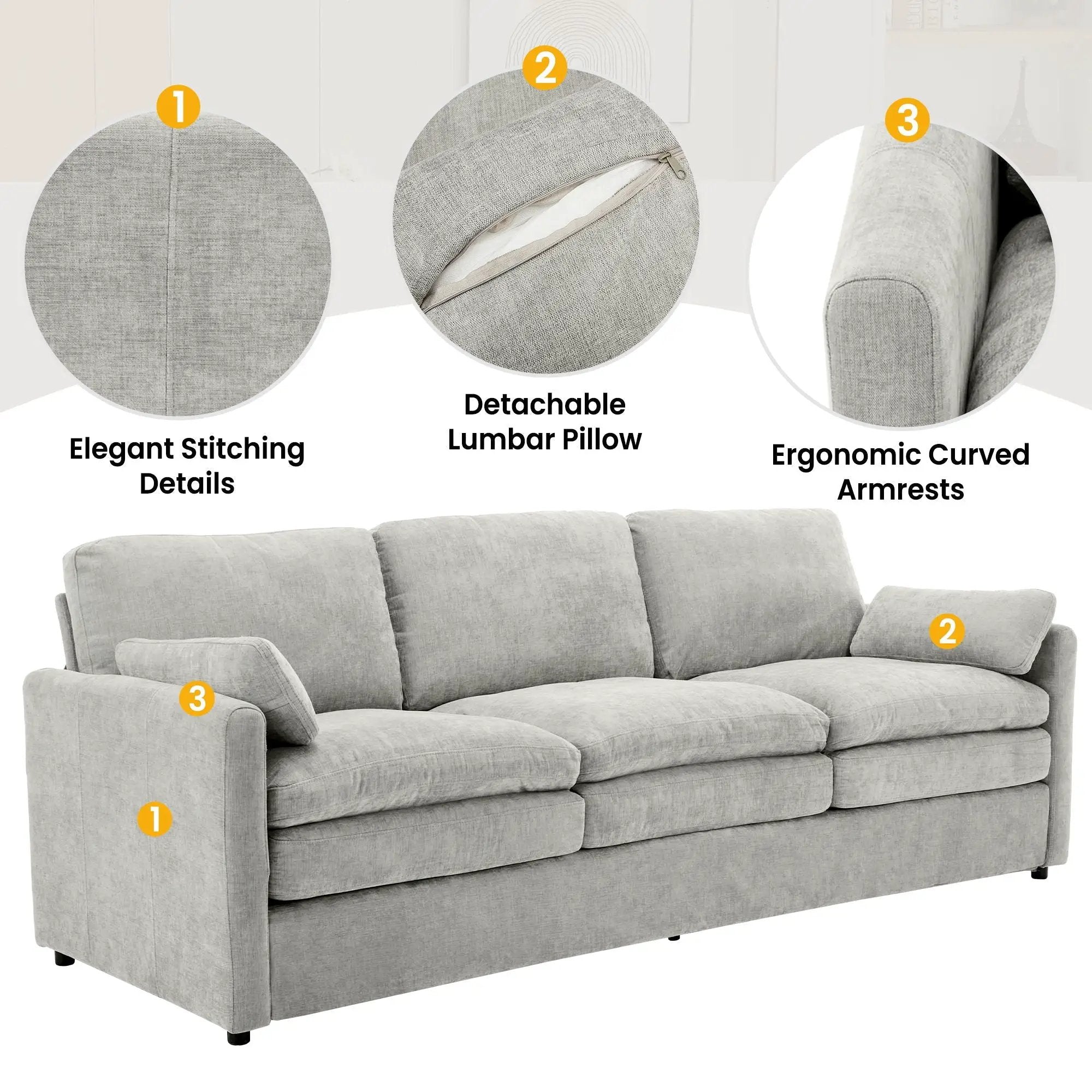 Cozy Upholstered 3 Seater Sofa Cushion For Living Room by HouseOfZazla