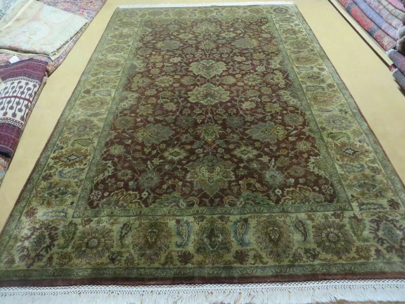 6' X 9' Handmade India Floral Oriental Wool Rug Carpet Tea Wash Red Hand Knotted by Jewel Rugs