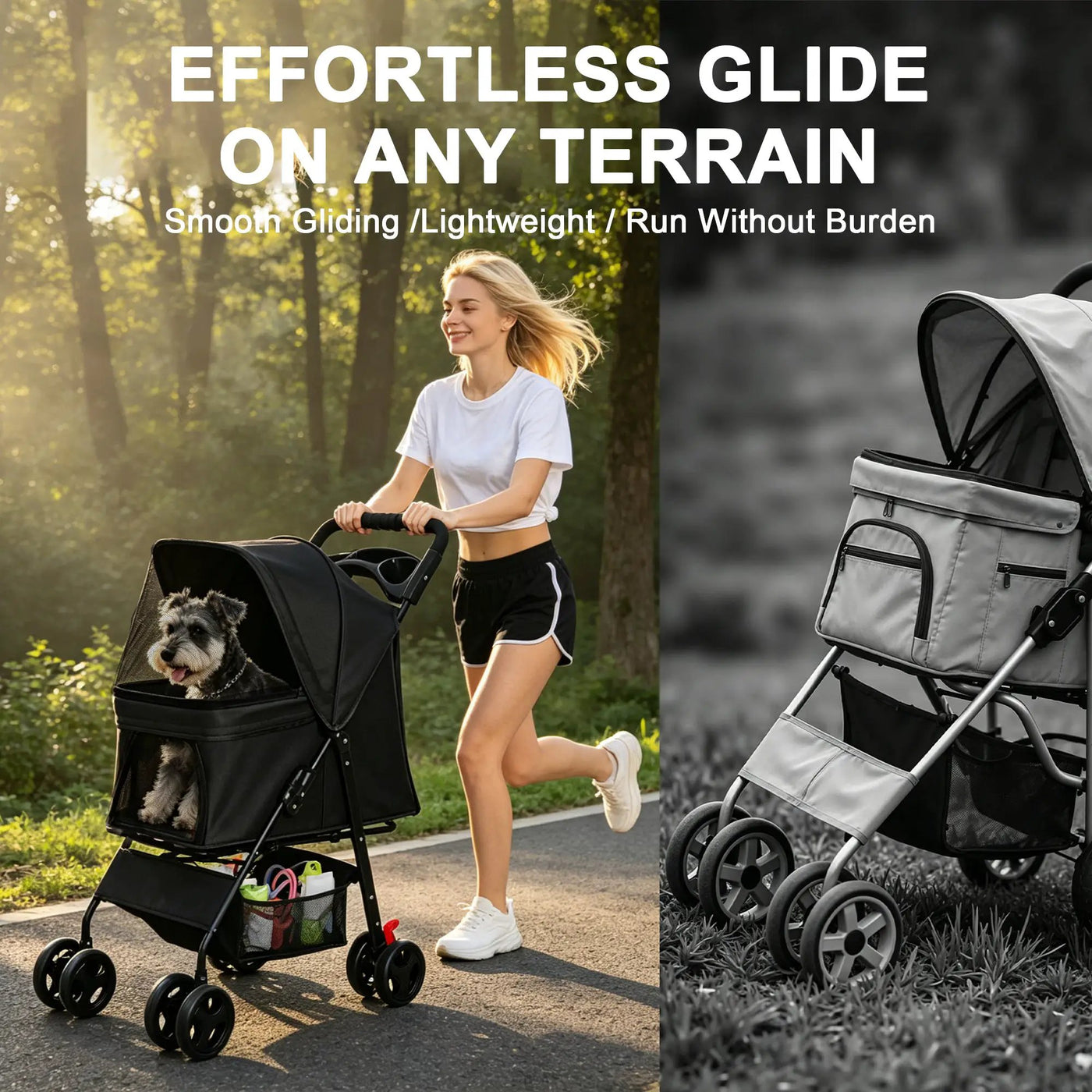 Foldable Pet Stroller for Small Dogs and Cats Under 28 lbs by HouseOfZazla