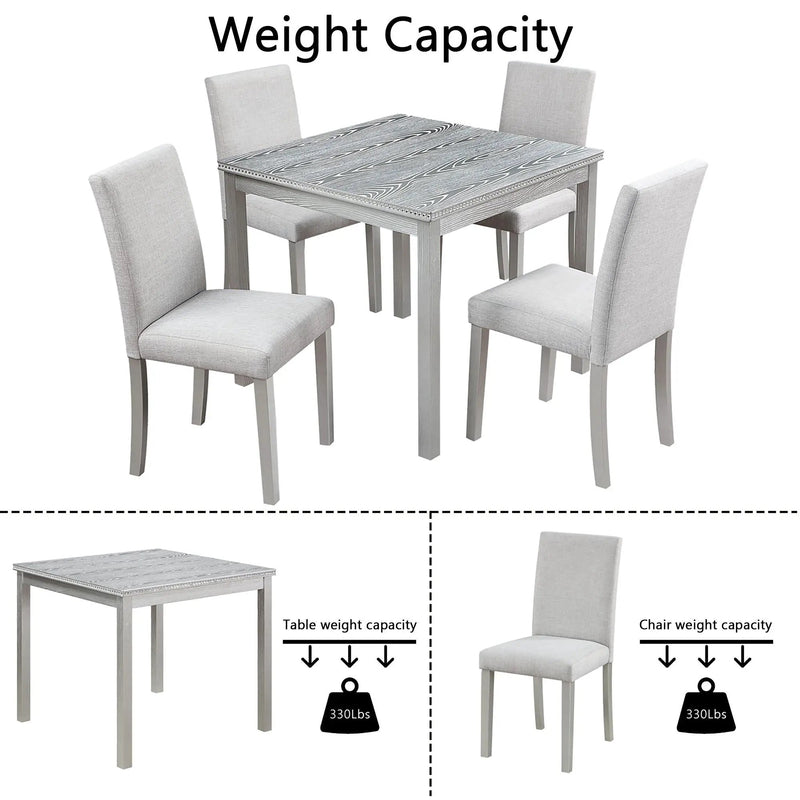 Dining Table Set With Crystal Decoration And Upholstered Chairs by Unique Piece Furniture