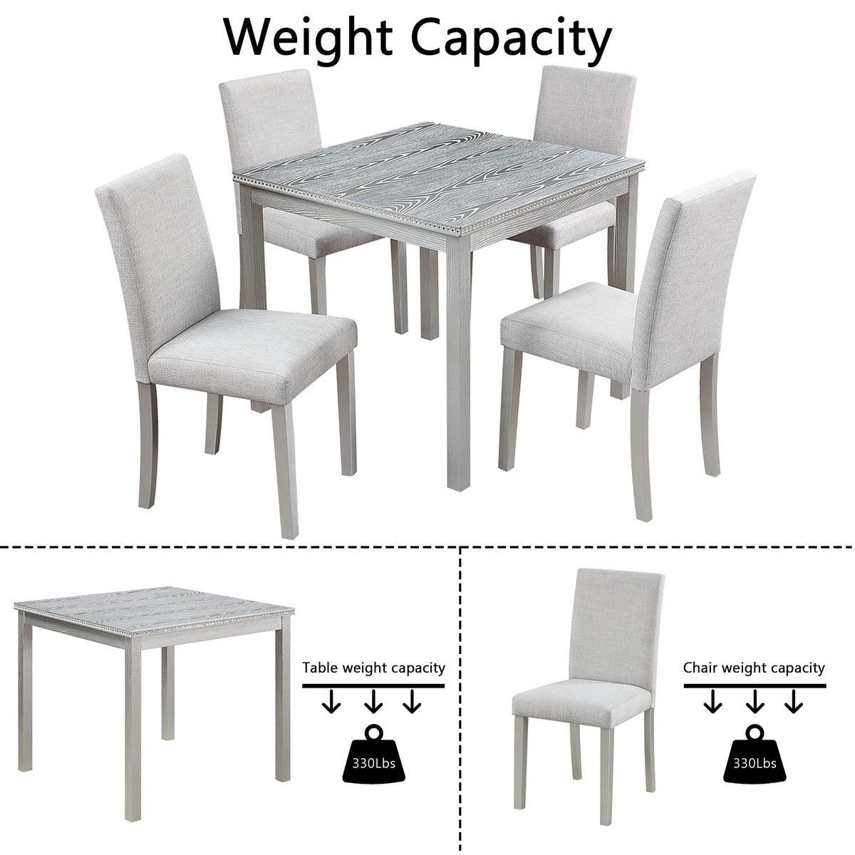 Dining Table Set with Crystal Decoration and Upholstered Chairs - Gray or White, photo 20 of 24