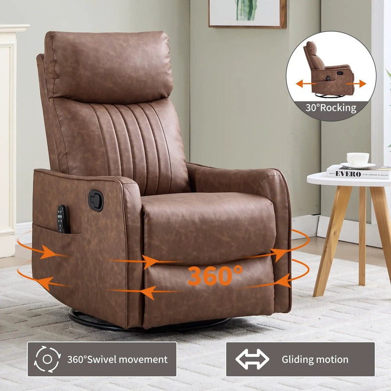 Brown Heat Massage Manual Recliner Chair by HouseOfZazla
