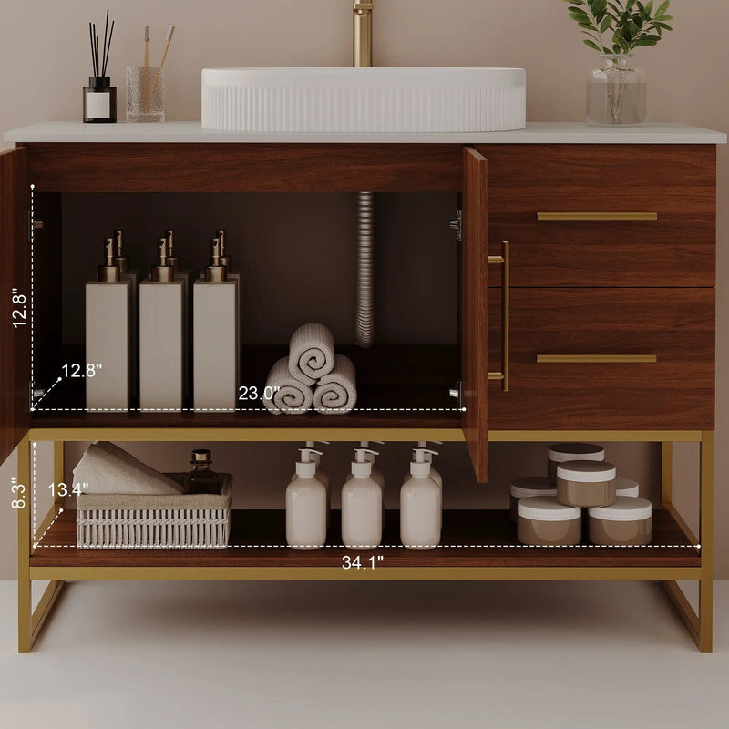 36" Modern Bathroom Vanity with Ceramic Vessel Sink by HouseOfZazla