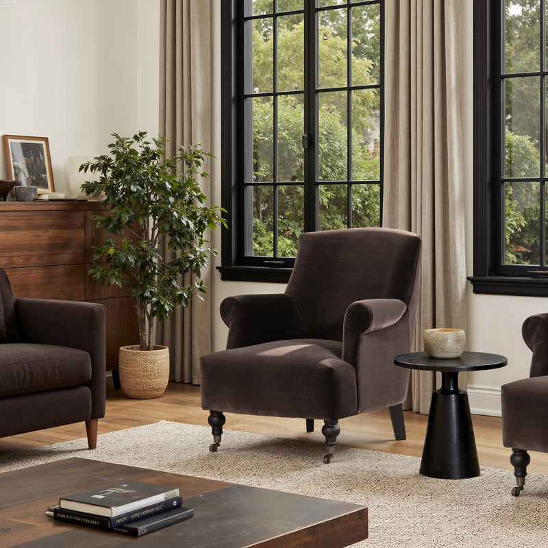 Eloise 30" Pleated Sock Arm Accent Armchair with Turned Wood Legs - Deep, photo 4 of 10