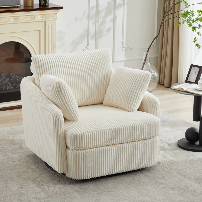 40.55''W Swivel Accent Chair with 2 Throw Pillows by HouseOfZazla