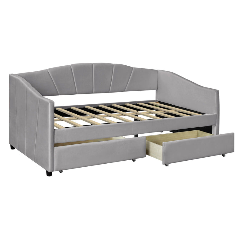 Upholstered Daybed With Two Drawers And Wood Slat by HouseOfZazla