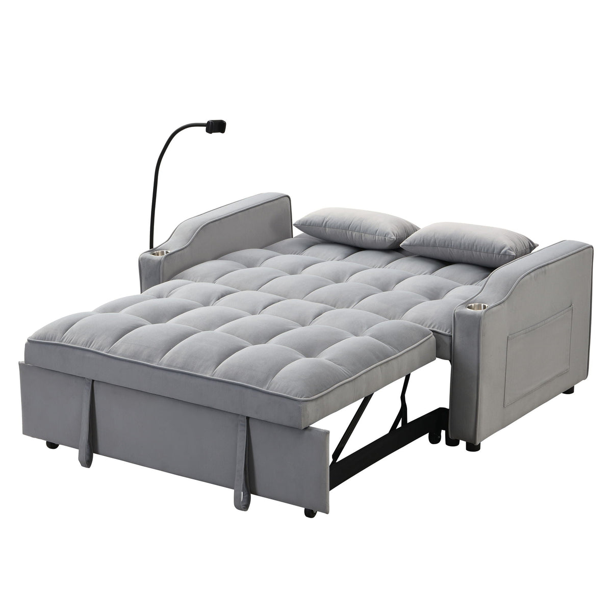 Modern Loveseat Futon Sofa with Pullout Bed and Adjustable Backrest - Multiple Colors, photo 27 of 40