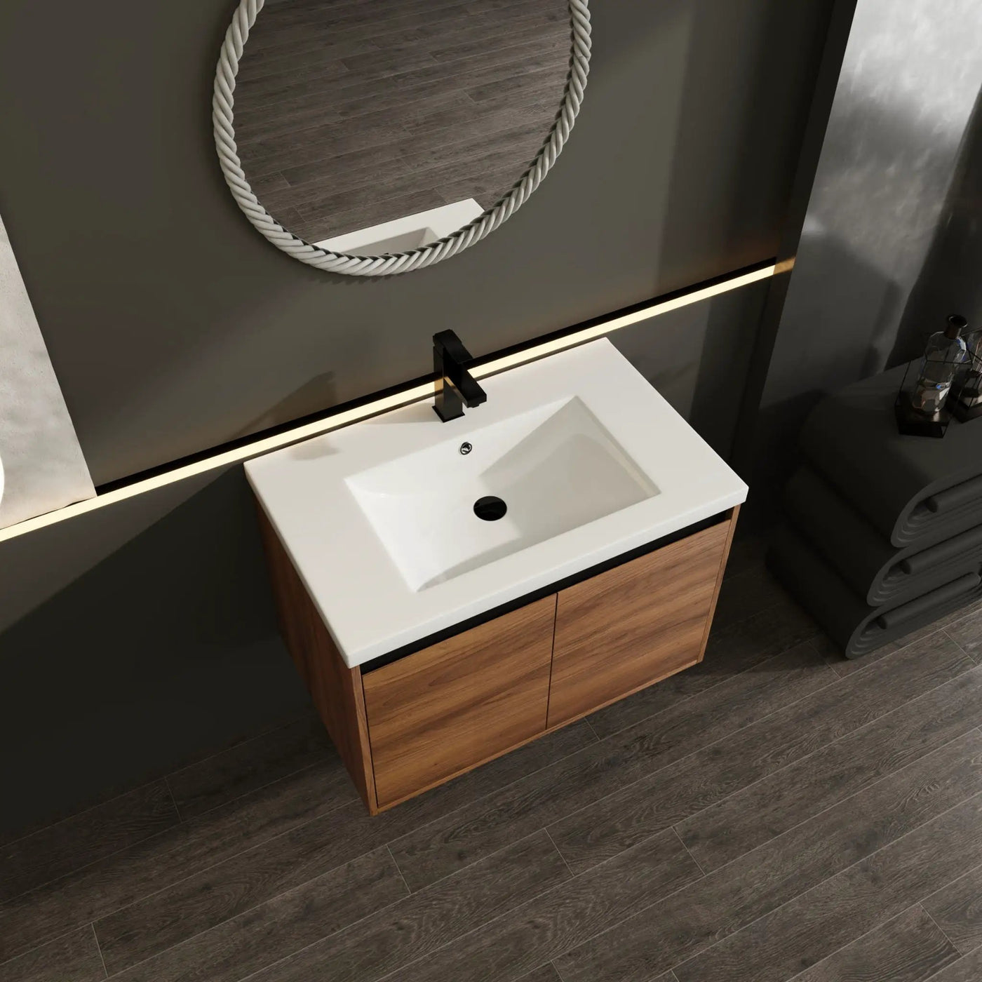 Bathroom Vanity Set With Resin Countertop Sink And 2 Doors, Engineered Wood by HouseOfZazla