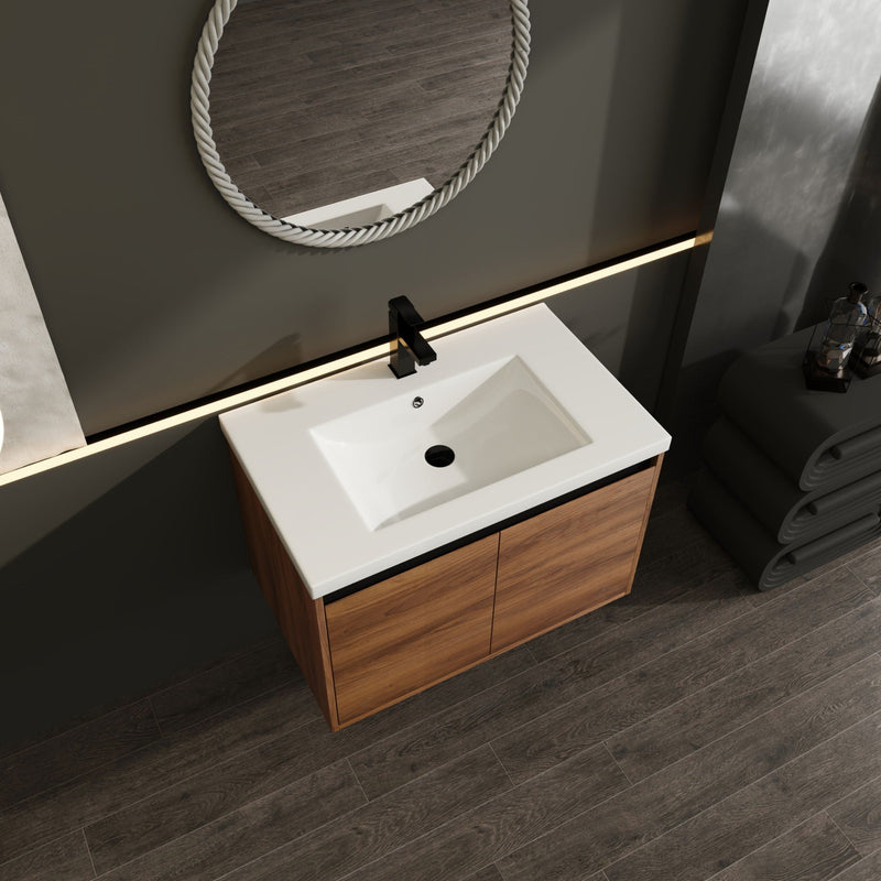 Bathroom Vanity Set With Resin Countertop Sink And 2 Doors, Engineered Wood by HouseOfZazla