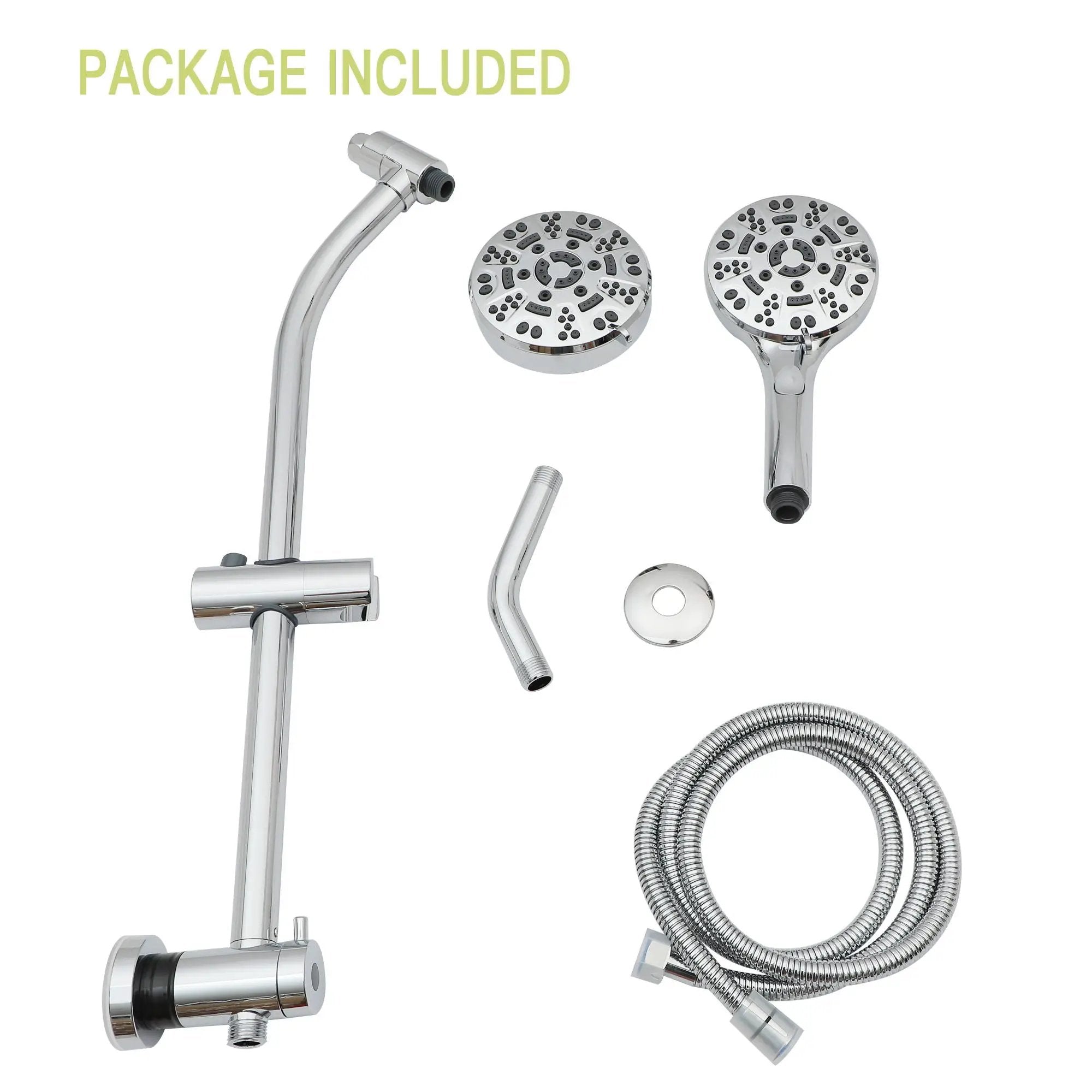 Multi Function Dual Shower Head System With 4.7" Rain Showerhead, 8 Function Hand Shower, Adjustable Slide Bar by HouseOfZazla