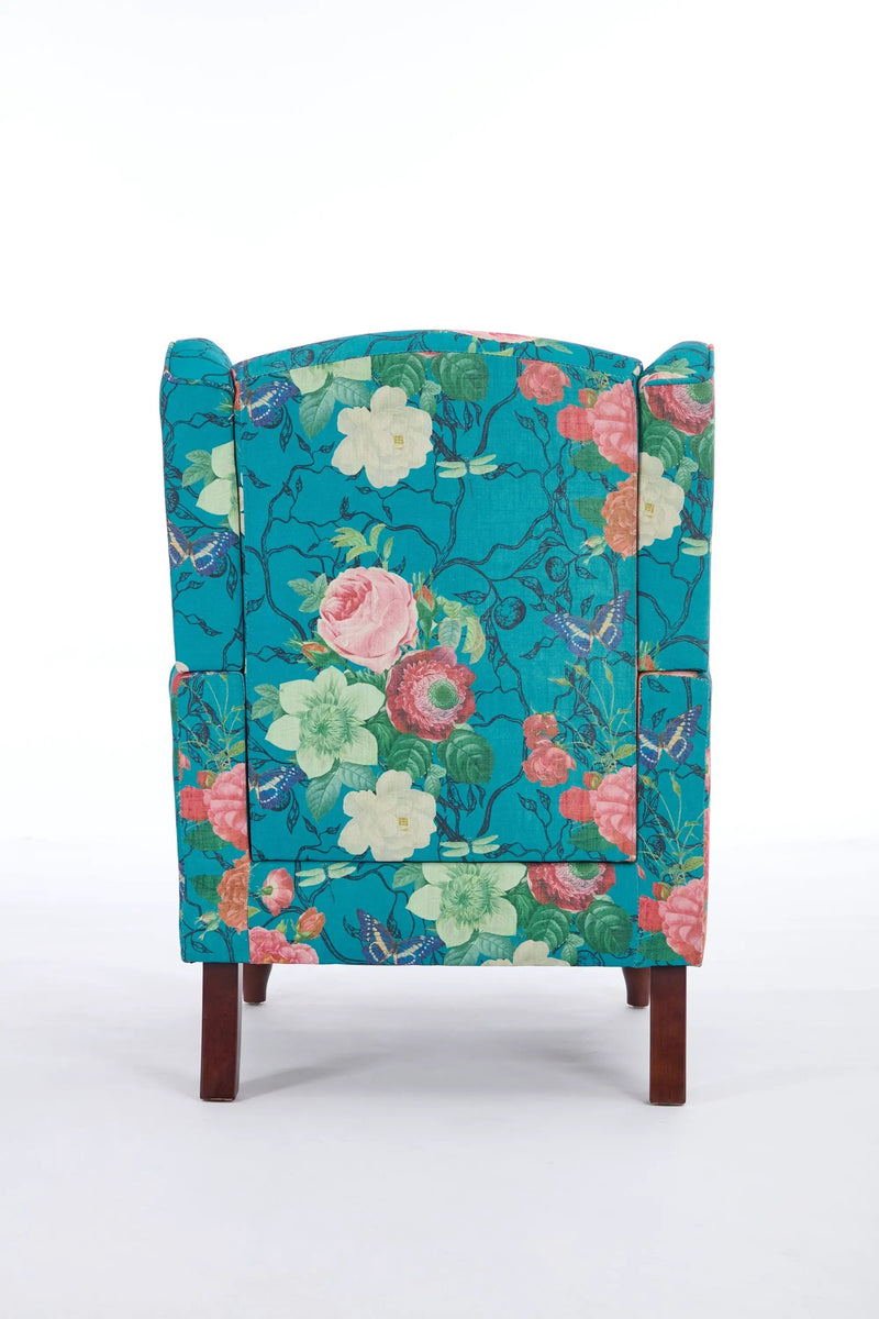 Modern Accent Chair with Retro Wood Legs - Floral by HouseOfZazla