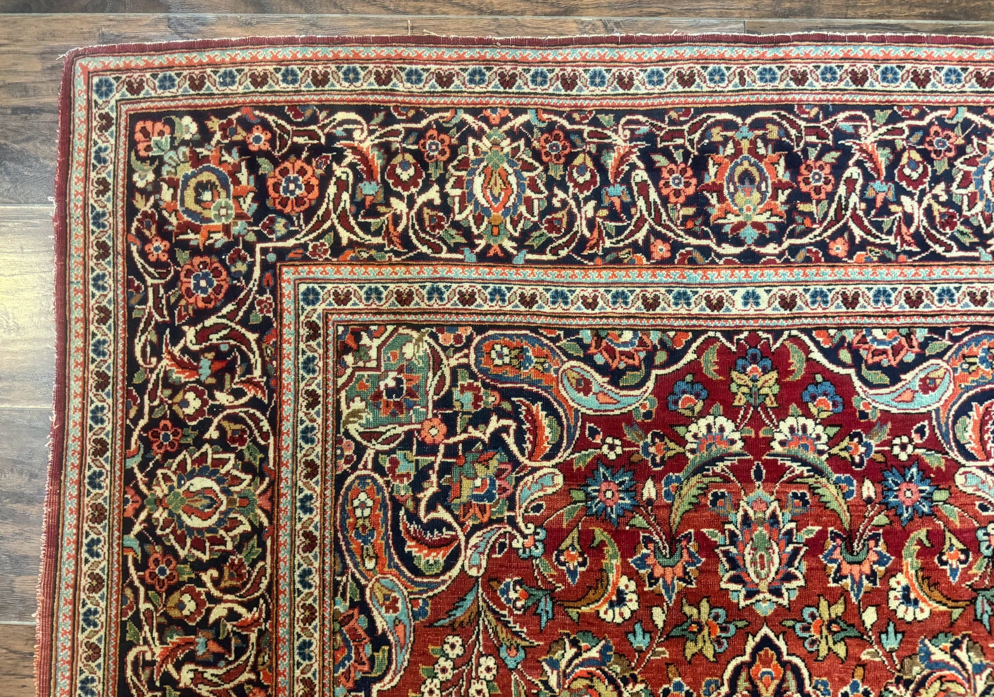 Persian Kashan Rug 4x7, Red, Floral Medallion, Vintage, Wool by Jewel Rugs