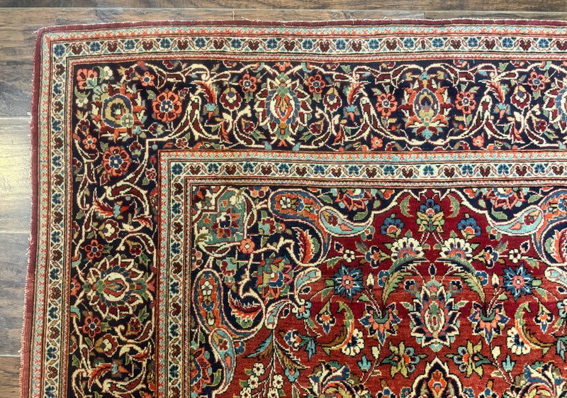 Persian Kashan Rug 4x7, Red, Floral Medallion, Vintage, Wool by Jewel Rugs