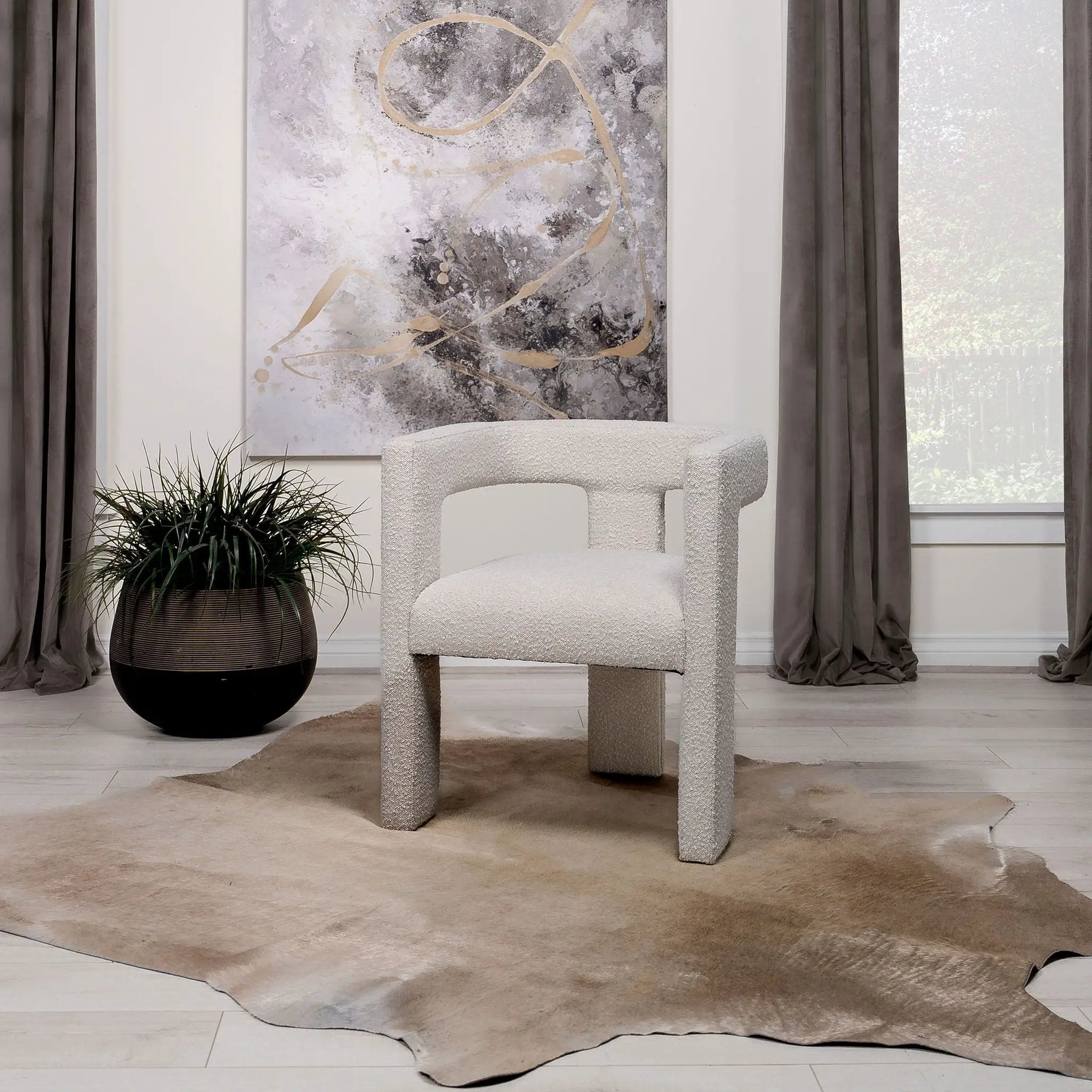 Petra Boucle Upholstered Accent Side Chair White by Unique Piece Furniture
