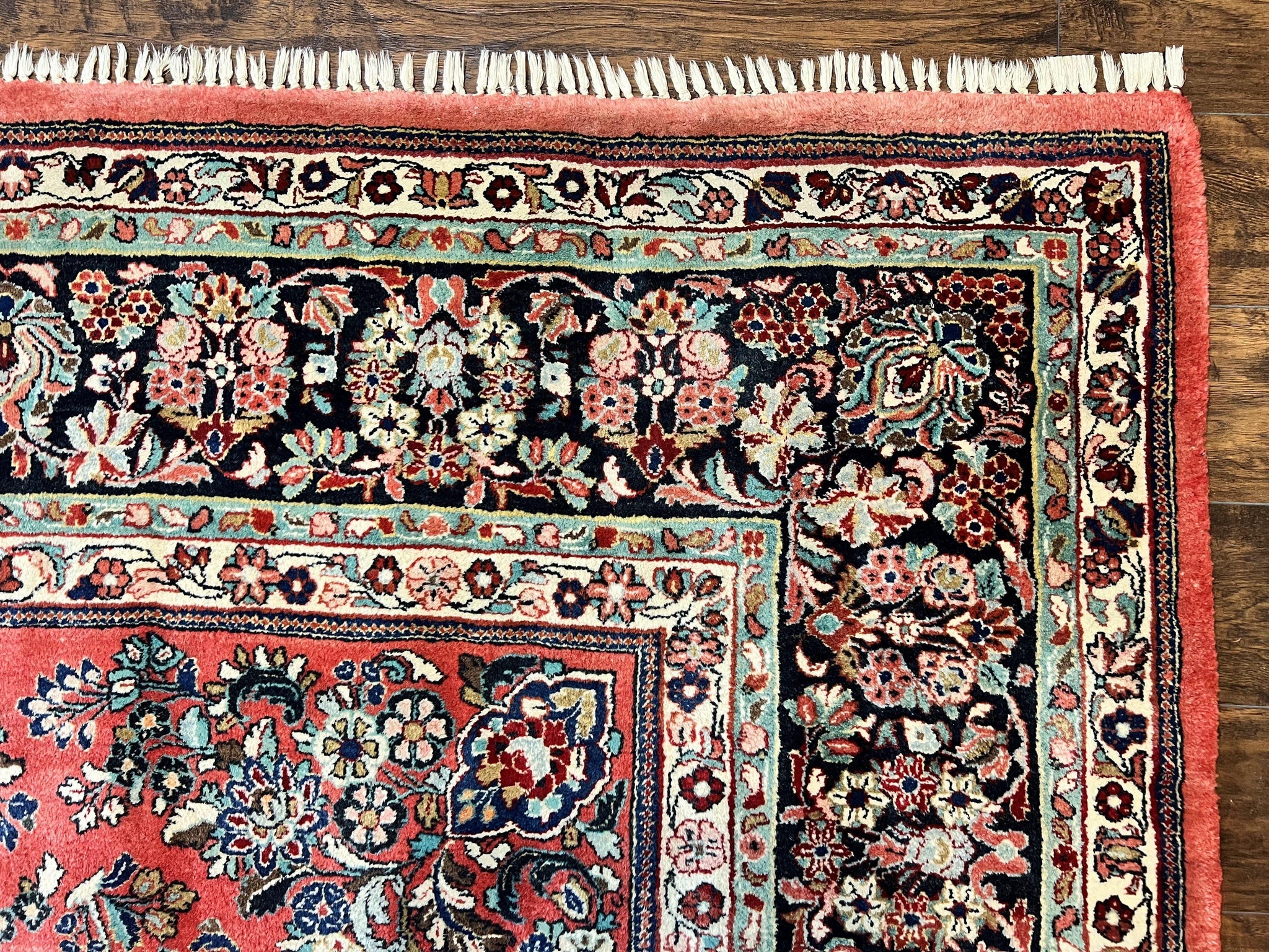 Square Persian Sarouk Rug 11x11 ft, Rare Size, Hand Knotted Wool Floral Allover Red Persian Carpet, Handmade Antique Rug by Jewel Rugs