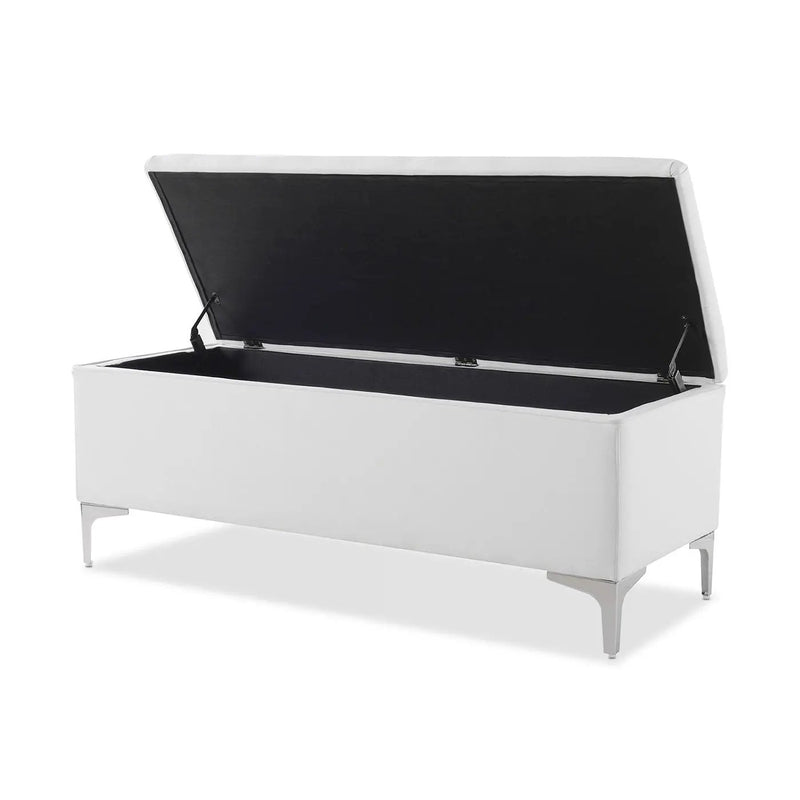 Madelyn - Modern Storage Bench - Bright White Dye by HouseOfZazla