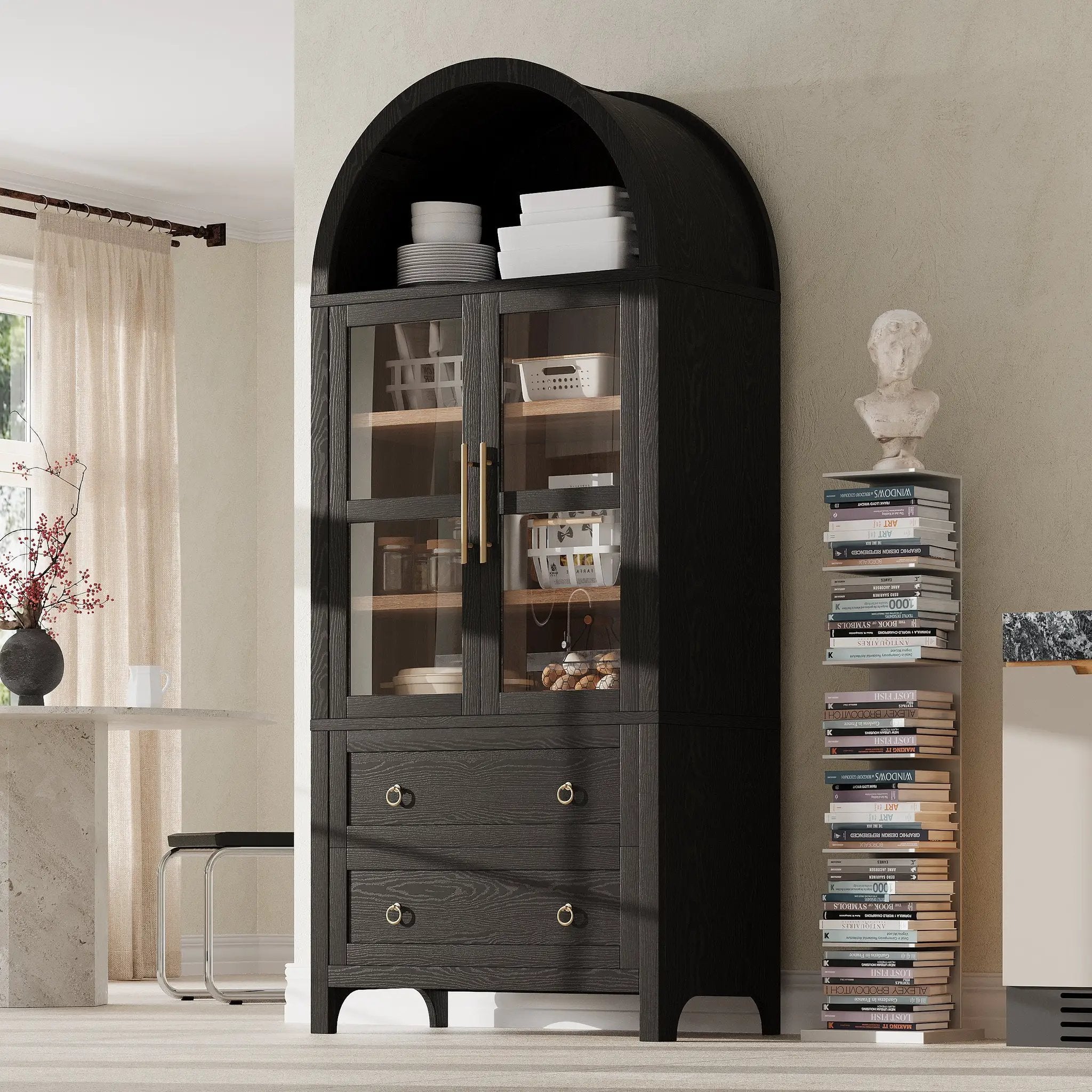 K&K 71" Tall Arched Kitchen Pantry Cabinet by HouseOfZazla