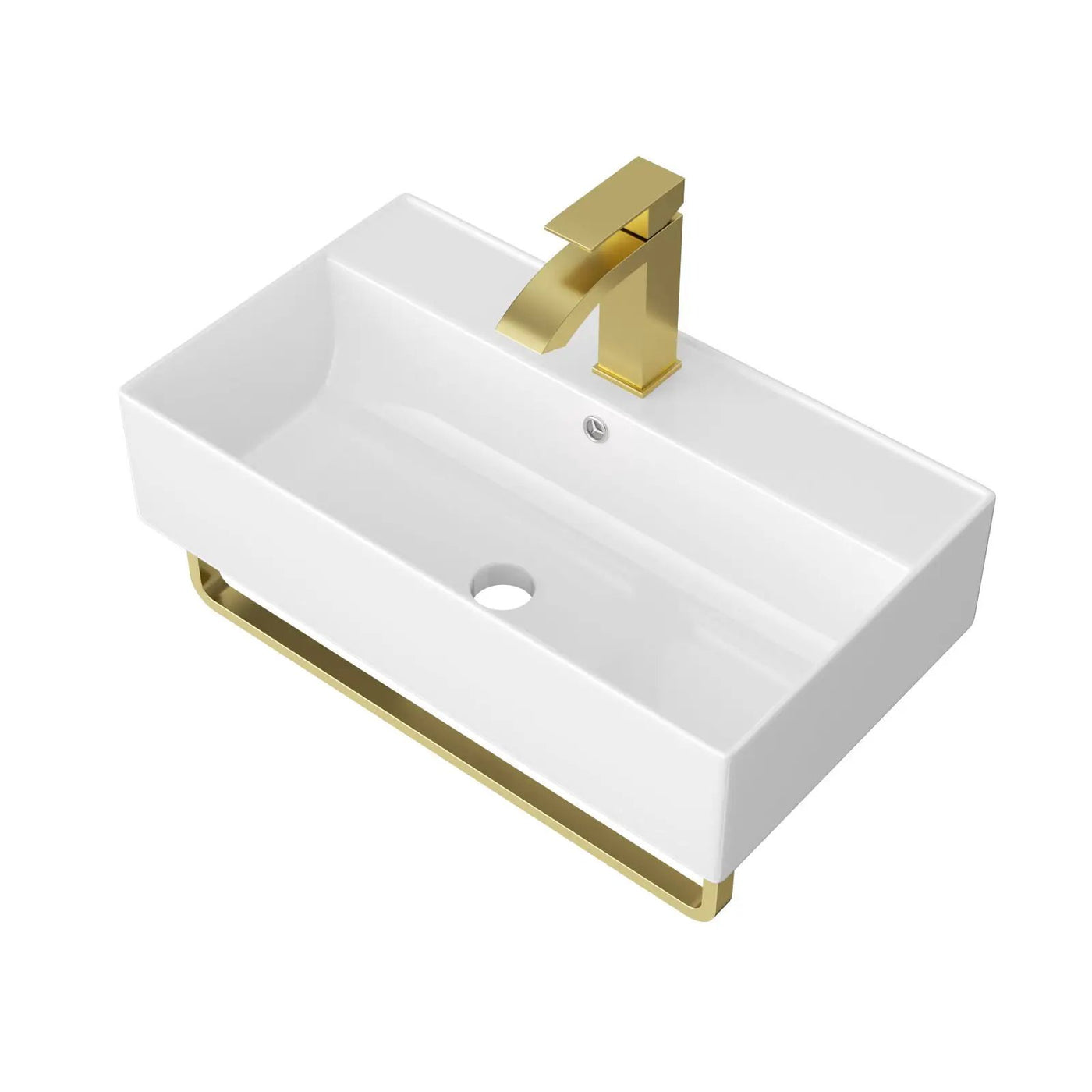 Wall Mounted Rectangular Bathroom Sink With Towel Bar by HouseOfZazla