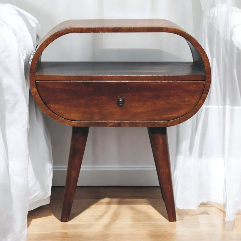 Large Chestnut Circular Bedside by HouseOfZazla