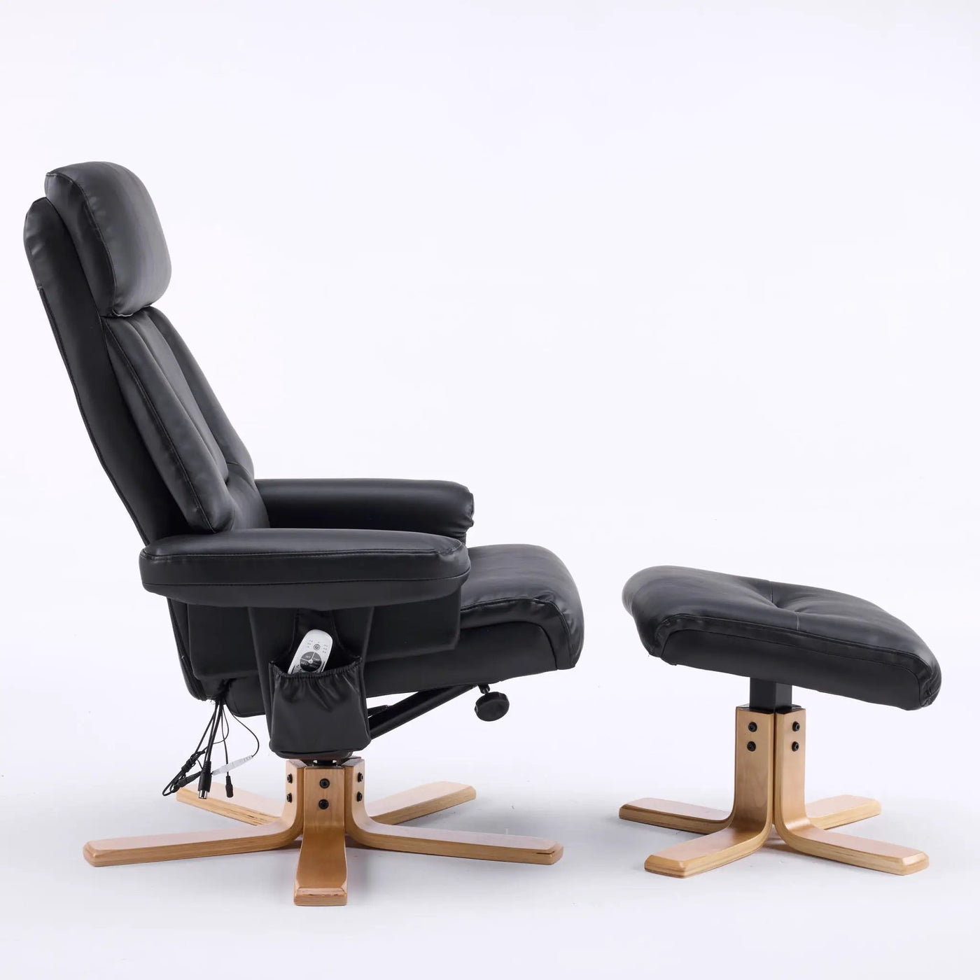 Upholstered Heated Massage 360° Swivel Accent Chair With Ottoman by HouseOfZazla