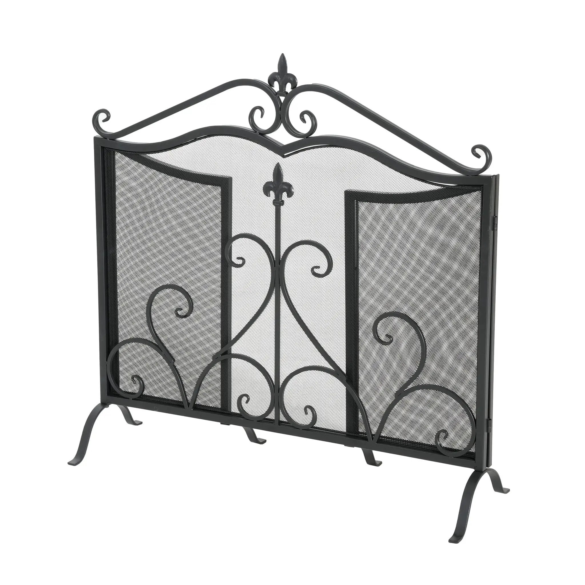 Onyx 3-Panel Iron Fireplace Screen 54" x 31.5" by HouseOfZazla