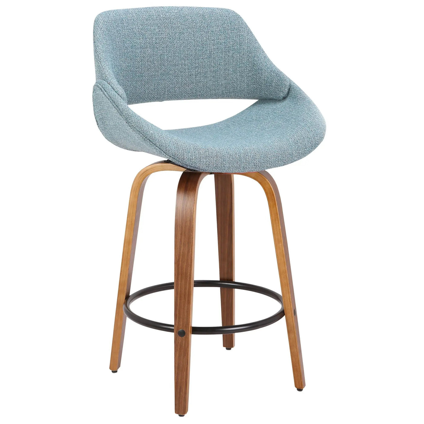 Fabrico - Mid Century Modern Fixed Height Counter Stool And Round Footrest (Set of 2) by HouseOfZazla