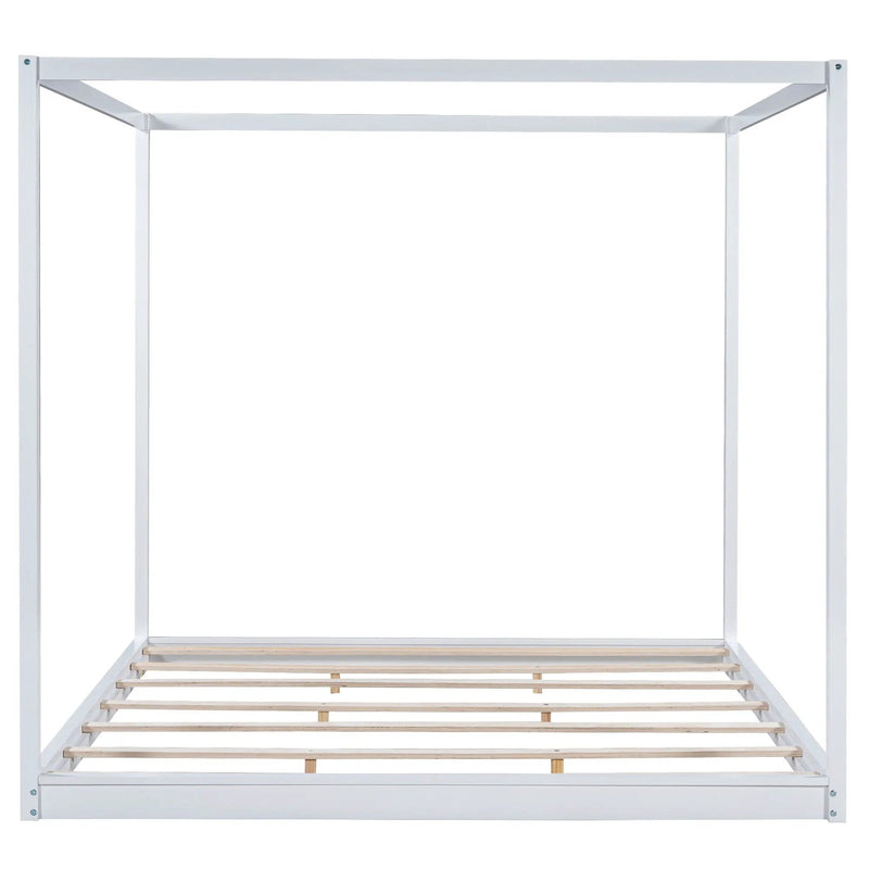 Wood Canopy Platform Bed With Support Legs And Airflow Slats by Unique Piece Furniture