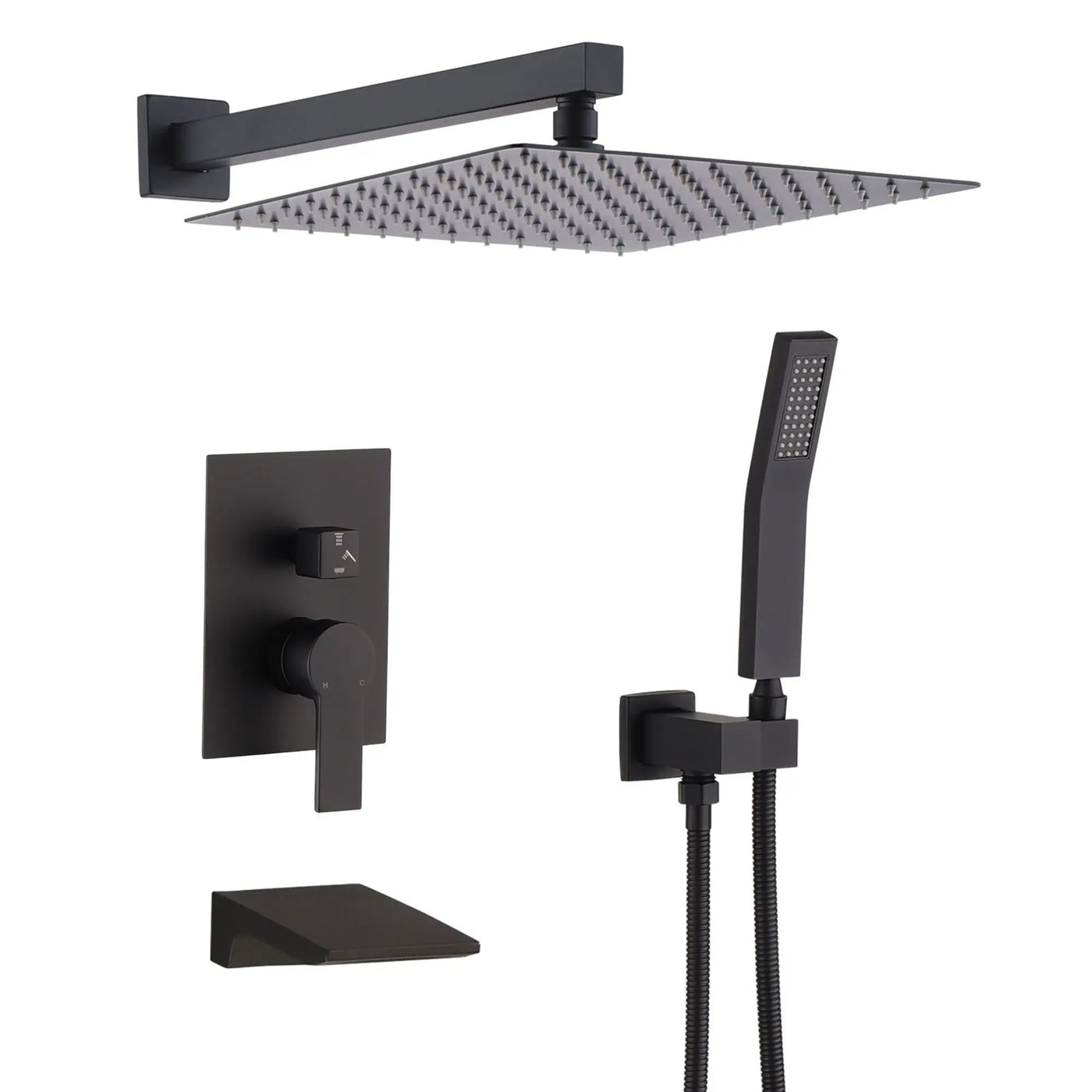 Modern 10" Wall Mounted Rainfall Shower Head System by HouseOfZazla