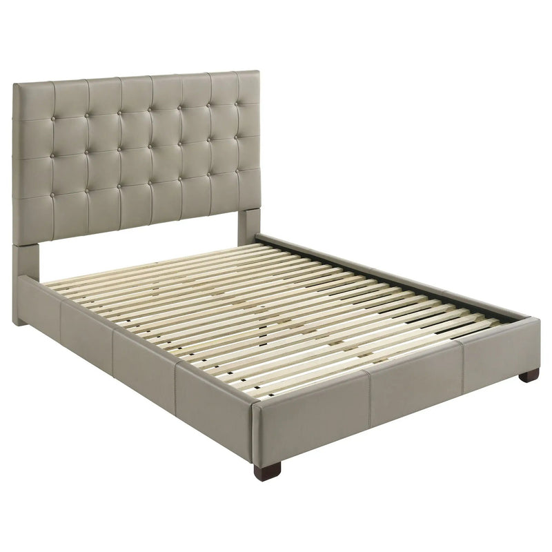 Medley Genuine Leather Queen Panel Platform Bed Tan by Unique Piece Furniture