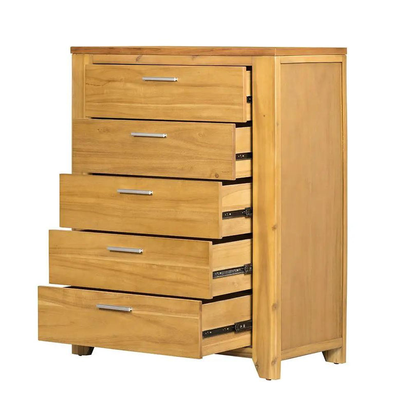 5 Drawer Dresser - Natural Wood / Brown by HouseOfZazla
